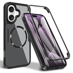 Θήκη iPhone 17 - OEM - Full Body PC+TPU+Acrylic - Μαύρο - MagSafe