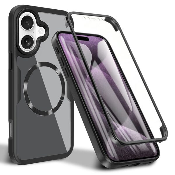 Θήκη iPhone 17 - OEM - Full Body PC+TPU+Acrylic - Μαύρο - MagSafe