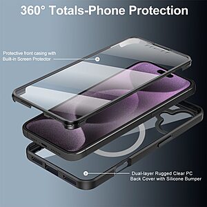 Θήκη iPhone 17 - OEM - Full Body PC+TPU+Acrylic - Μαύρο - MagSafe - Εικόνα 2