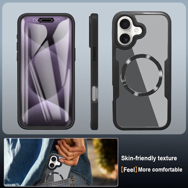Θήκη iPhone 17 - OEM - Full Body PC+TPU+Acrylic - Μαύρο - MagSafe - Εικόνα 5