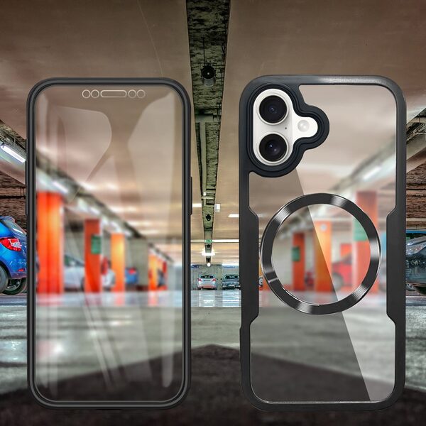 Θήκη iPhone 17 - OEM - Full Body PC+TPU+Acrylic - Μαύρο - MagSafe - Εικόνα 8