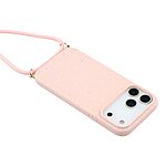 Θήκη iPhone 17 Pro - OEM - Πλάτη από Βιοδιασπώμενο Σιτάρι με TPU - Ροζ - Λουράκι - Εικόνα 5