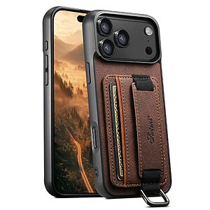Θήκη iPhone 17 Pro - SUTENI H13 - Πλάτη από Συνθετικό Δέρμα (PU) με PC - Καφέ - Wallet/Stand