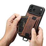 Θήκη iPhone 17 Pro - SUTENI H13 - Πλάτη από Συνθετικό Δέρμα (PU) με PC - Καφέ - Wallet/Stand - Εικόνα 4