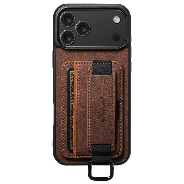 Θήκη iPhone 17 Pro - SUTENI H13 - Πλάτη από Συνθετικό Δέρμα (PU) με PC - Καφέ - Wallet/Stand - Εικόνα 6