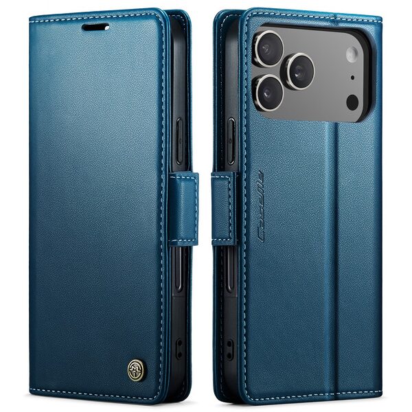 Θήκη iPhone 17 Pro - CASEME 023 - Flip Πορτοφόλι από Συνθετικό Δέρμα (PU) - Μπλε - RFID/Wallet/Stand