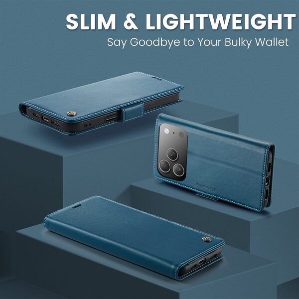 Θήκη iPhone 17 Pro - CASEME 023 - Flip Πορτοφόλι από Συνθετικό Δέρμα (PU) - Μπλε - RFID/Wallet/Stand - Εικόνα 3