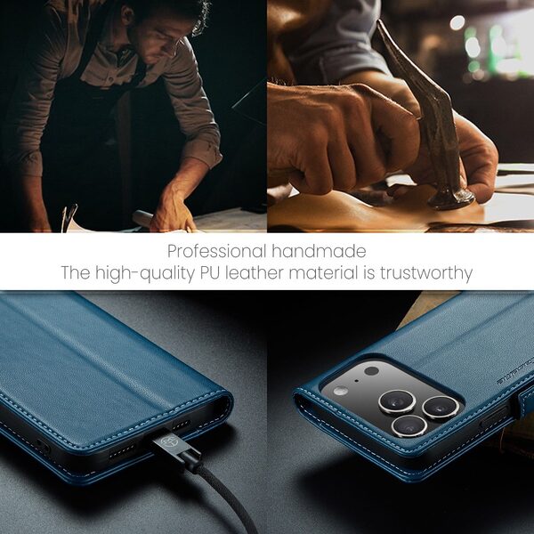 Θήκη iPhone 17 Pro - CASEME 023 - Flip Πορτοφόλι από Συνθετικό Δέρμα (PU) - Μπλε - RFID/Wallet/Stand - Εικόνα 4
