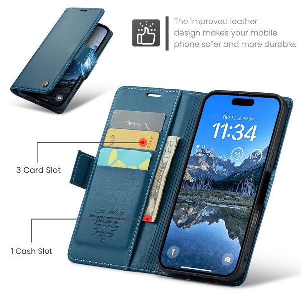 Θήκη iPhone 17 Pro - CASEME 023 - Flip Πορτοφόλι από Συνθετικό Δέρμα (PU) - Μπλε - RFID/Wallet/Stand - Εικόνα 5