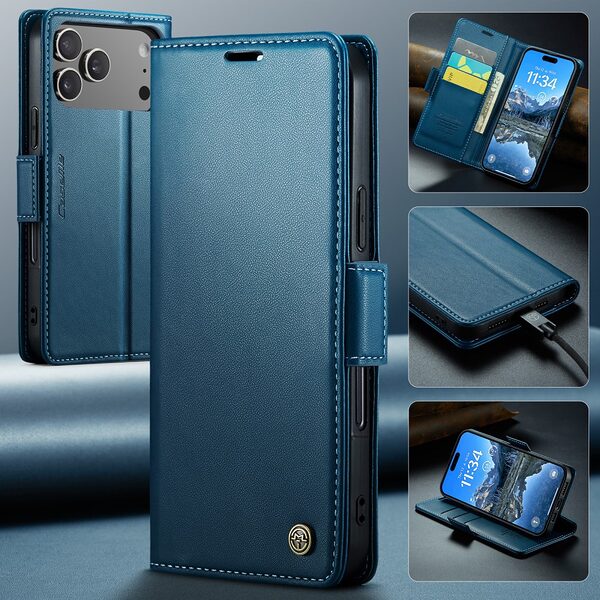 Θήκη iPhone 17 Pro - CASEME 023 - Flip Πορτοφόλι από Συνθετικό Δέρμα (PU) - Μπλε - RFID/Wallet/Stand - Εικόνα 7