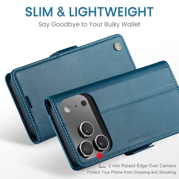 Θήκη iPhone 17 Pro - CASEME 023 - Flip Πορτοφόλι από Συνθετικό Δέρμα (PU) - Μπλε - RFID/Wallet/Stand - Εικόνα 8