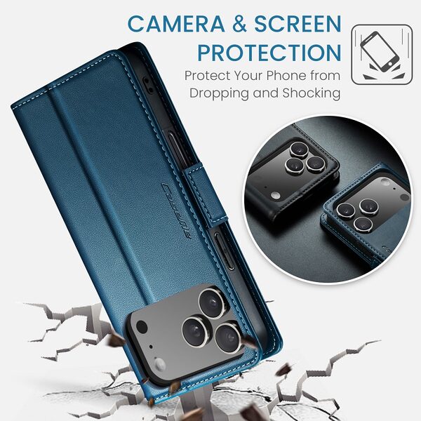 Θήκη iPhone 17 Pro - CASEME 023 - Flip Πορτοφόλι από Συνθετικό Δέρμα (PU) - Μπλε - RFID/Wallet/Stand - Εικόνα 9