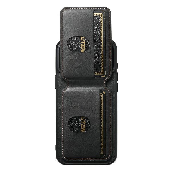 Θήκη iPhone 17 Pro - SUTENI H02 - Πλάτη από Συνθετικό Δέρμα (PU) με TPU - Μαύρο - Wallet/Stand - Εικόνα 3