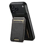 Θήκη iPhone 17 Pro - SUTENI H02 - Πλάτη από Συνθετικό Δέρμα (PU) με TPU - Μαύρο - Wallet/Stand - Εικόνα 4