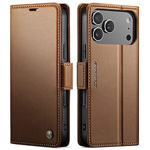 Θήκη iPhone 17 Pro - CASEME 023 - Flip Πορτοφόλι από Συνθετικό Δέρμα (PU) - Καφέ - RFID/Wallet/Stand