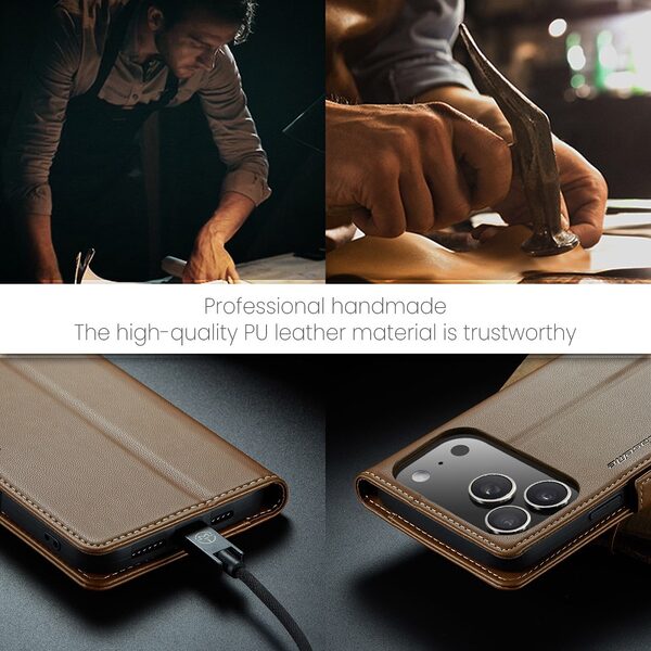 Θήκη iPhone 17 Pro - CASEME 023 - Flip Πορτοφόλι από Συνθετικό Δέρμα (PU) - Καφέ - RFID/Wallet/Stand - Εικόνα 4