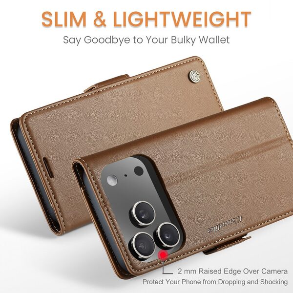 Θήκη iPhone 17 Pro - CASEME 023 - Flip Πορτοφόλι από Συνθετικό Δέρμα (PU) - Καφέ - RFID/Wallet/Stand - Εικόνα 8