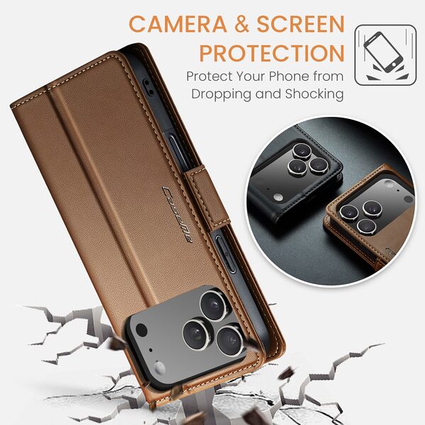 Θήκη iPhone 17 Pro - CASEME 023 - Flip Πορτοφόλι από Συνθετικό Δέρμα (PU) - Καφέ - RFID/Wallet/Stand - Εικόνα 9