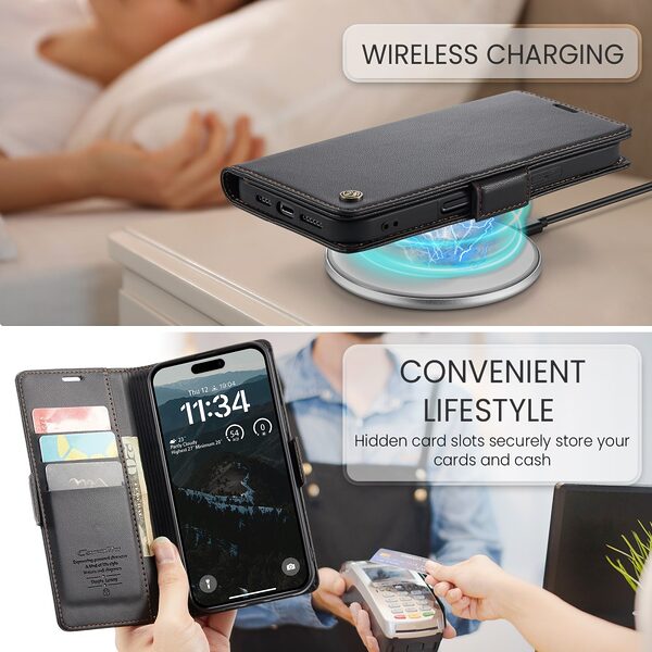 Θήκη iPhone 17 Pro - CASEME 023 - Flip Πορτοφόλι από Συνθετικό Δέρμα (PU) με TPU - Μαύρο - RFID/Wallet/Stand - Εικόνα 10