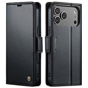 Θήκη iPhone 17 Pro - CASEME 023 - Flip Πορτοφόλι από Συνθετικό Δέρμα (PU) με TPU - Μαύρο - RFID/Wallet/Stand