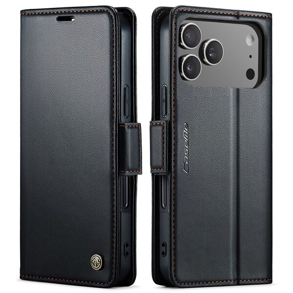Θήκη iPhone 17 Pro - CASEME 023 - Flip Πορτοφόλι από Συνθετικό Δέρμα (PU) με TPU - Μαύρο - RFID/Wallet/Stand