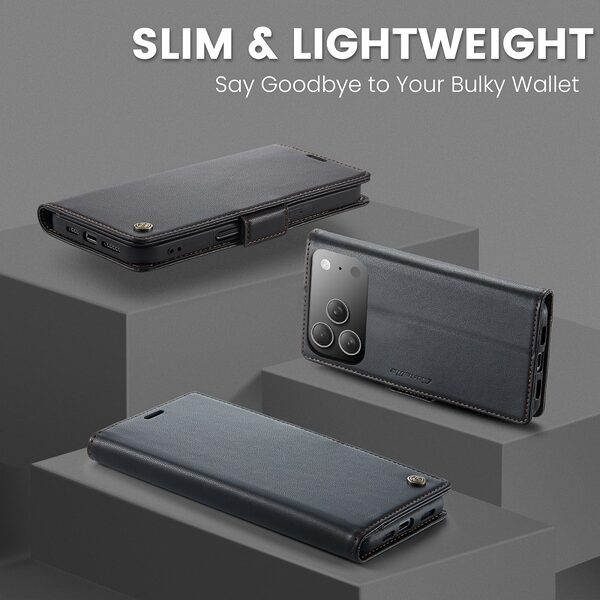 Θήκη iPhone 17 Pro - CASEME 023 - Flip Πορτοφόλι από Συνθετικό Δέρμα (PU) με TPU - Μαύρο - RFID/Wallet/Stand - Εικόνα 3