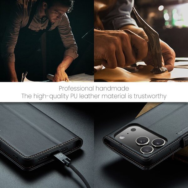 Θήκη iPhone 17 Pro - CASEME 023 - Flip Πορτοφόλι από Συνθετικό Δέρμα (PU) με TPU - Μαύρο - RFID/Wallet/Stand - Εικόνα 4