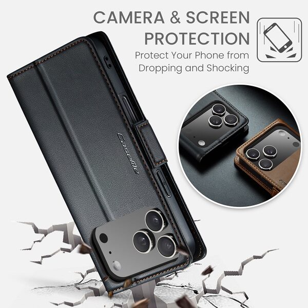 Θήκη iPhone 17 Pro - CASEME 023 - Flip Πορτοφόλι από Συνθετικό Δέρμα (PU) με TPU - Μαύρο - RFID/Wallet/Stand - Εικόνα 9