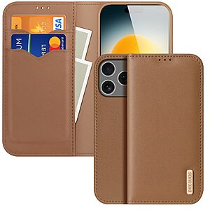 Θήκη iPhone 17 Pro Max - DUX DUCIS Hivo Series - Flip Πορτοφόλι από Αυθεντικό Δέρμα - Καφέ - RFID/Wallet/Stand