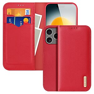 Θήκη iPhone 17 Pro Max - DUX DUCIS Hivo Series - Flip Πορτοφόλι από Αυθεντικό Δέρμα - Κόκκινο - RFID/Wallet/Stand