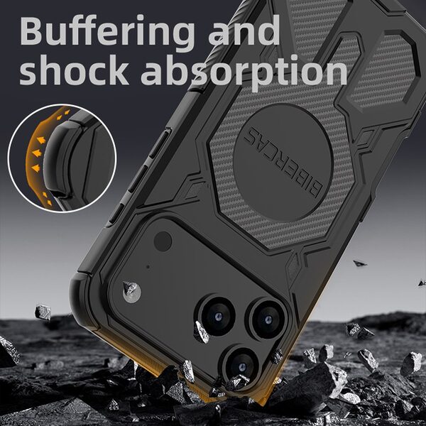 Θήκη iPhone 17 Pro Max - BIBERCAS J-16 Series - Σκληρή Θήκη PC+TPU - Μαύρο - MagSafe - Εικόνα 3