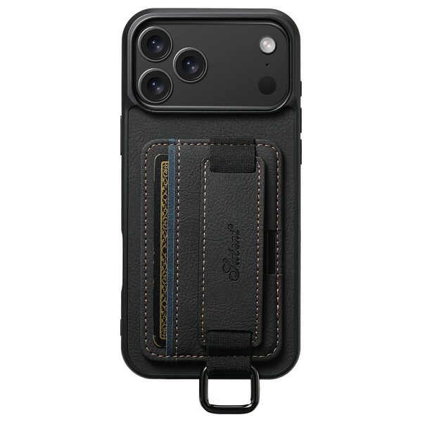 Θήκη iPhone 17 Pro Max - SUTENI H13 - Πλάτη από Συνθετικό Δέρμα (PU) με TPU - Μαύρο - Card Holder/Stand - Εικόνα 6