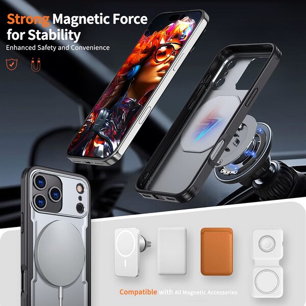 Θήκη iPhone 17 Pro - OEM - Σκληρή Θήκη PC+TPU - Γκρι - MagSafe/Stand - Εικόνα 2