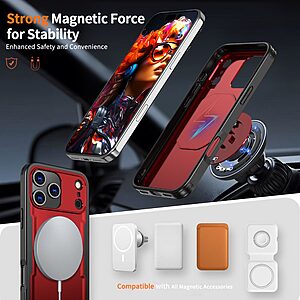 Θήκη iPhone 17 Pro - OEM - Σκληρή Θήκη PC+TPU - Κόκκινο - MagSafe/Stand - Εικόνα 2