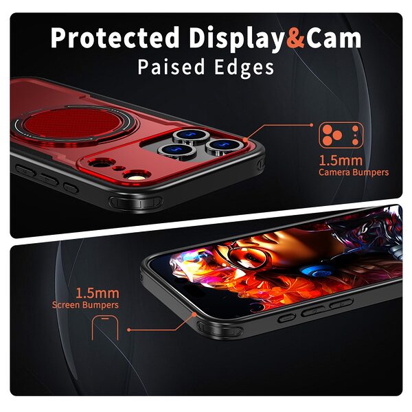 Θήκη iPhone 17 Pro - OEM - Σκληρή Θήκη PC+TPU - Κόκκινο - MagSafe/Stand - Εικόνα 4