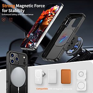 Θήκη iPhone 17 Pro - OEM - Σκληρή Θήκη PC+TPU - Μαύρο - MagSafe/Stand - Εικόνα 2