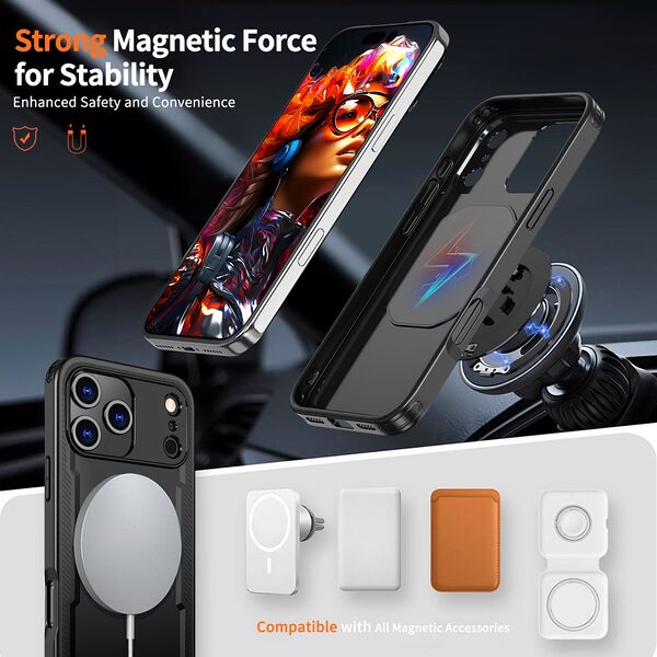 Θήκη iPhone 17 Pro - OEM - Σκληρή Θήκη PC+TPU - Μαύρο - MagSafe/Stand - Εικόνα 2