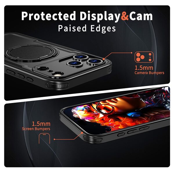 Θήκη iPhone 17 Pro - OEM - Σκληρή Θήκη PC+TPU - Μαύρο - MagSafe/Stand - Εικόνα 4