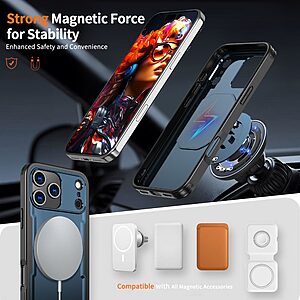Θήκη iPhone 17 Pro - OEM - Σκληρή Θήκη PC+TPU - Μπλε - MagSafe/Stand - Εικόνα 2