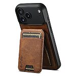Θήκη iPhone 17 Pro - SUTENI H02 - Πλάτη από Συνθετικό Δέρμα (PU) με TPU - Καφέ - Wallet/Stand - Εικόνα 4