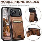 Θήκη iPhone 17 Pro - SUTENI H02 - Πλάτη από Συνθετικό Δέρμα (PU) με TPU - Καφέ - Wallet/Stand - Εικόνα 6