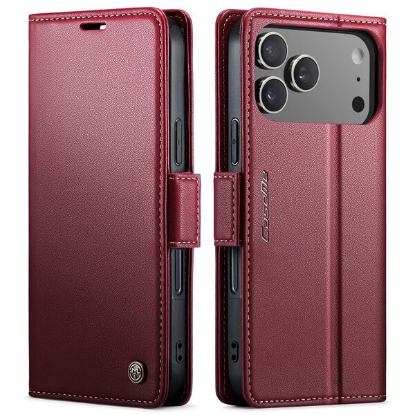 Θήκη iPhone 17 Pro - CASEME 023 - Flip Πορτοφόλι από Συνθετικό Δέρμα (PU) - Κόκκινο - RFID/Wallet/Stand