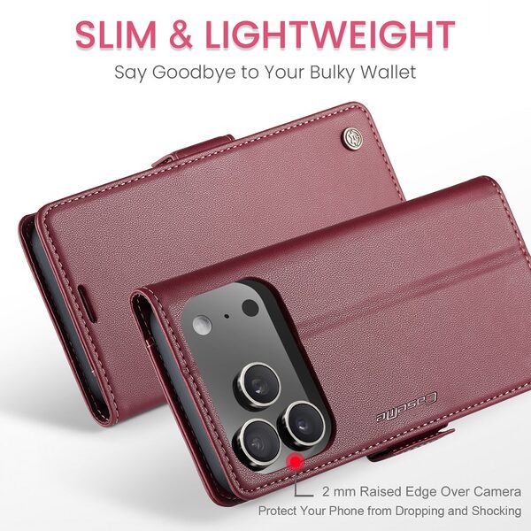 Θήκη iPhone 17 Pro - CASEME 023 - Flip Πορτοφόλι από Συνθετικό Δέρμα (PU) - Κόκκινο - RFID/Wallet/Stand - Εικόνα 8