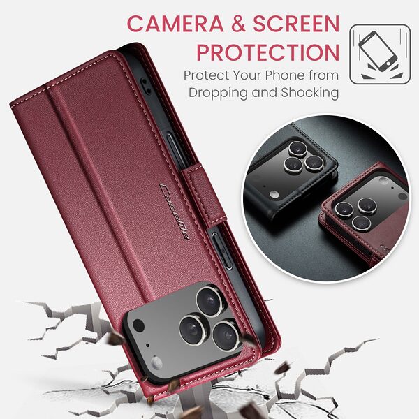 Θήκη iPhone 17 Pro - CASEME 023 - Flip Πορτοφόλι από Συνθετικό Δέρμα (PU) - Κόκκινο - RFID/Wallet/Stand - Εικόνα 9