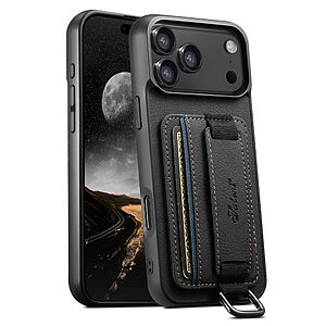 Θήκη iPhone 17 Pro - SUTENI H13 - Πλάτη από Συνθετικό Δέρμα (PU) με TPU - Μαύρο - Wallet/Stand