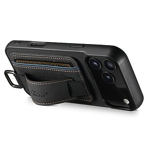 Θήκη iPhone 17 Pro - SUTENI H13 - Πλάτη από Συνθετικό Δέρμα (PU) με TPU - Μαύρο - Wallet/Stand - Εικόνα 2