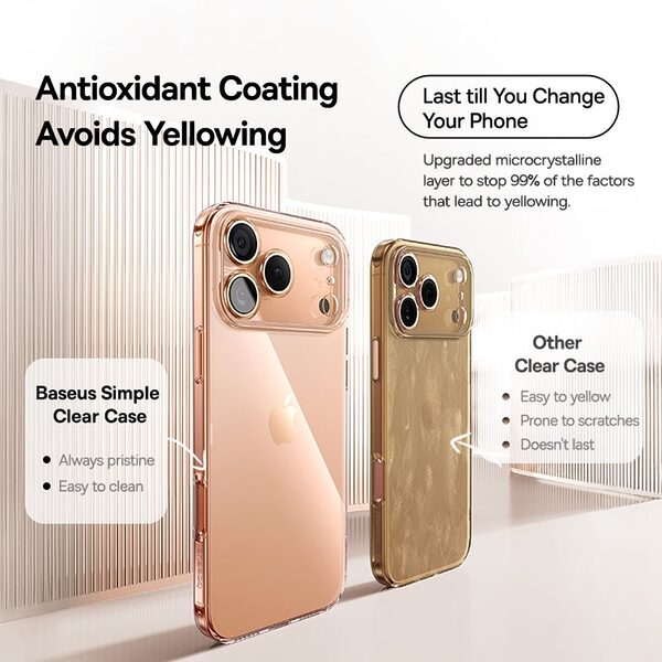 Θήκη iPhone 17 Pro - BASEUS Simple Series - Πλάτη TPU - Διάφανο - Εικόνα 7