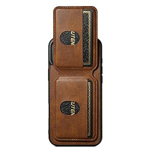 Θήκη iPhone 17 - SUTENI H02 - Πλάτη από Συνθετικό Δέρμα (PU) με TPU - Καφέ - Wallet/Stand - Εικόνα 2