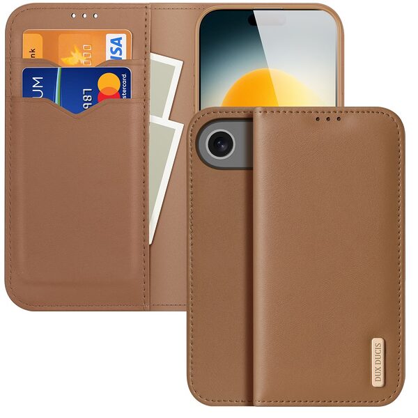 Θήκη iPhone Air - DUX DUCIS Hivo Series - Flip Πορτοφόλι από Αυθεντικό Δέρμα - Καφέ - RFID/Wallet/Stand