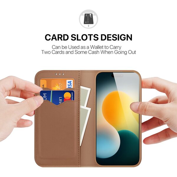 Θήκη iPhone Air - DUX DUCIS Hivo Series - Flip Πορτοφόλι από Αυθεντικό Δέρμα - Καφέ - RFID/Wallet/Stand - Εικόνα 3